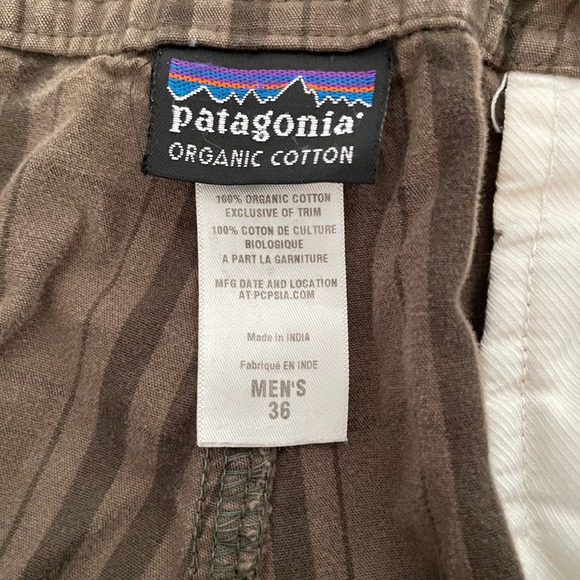 Patagonia Organic Cotton Striped Cargo Shorts Men's Size 36 Brown - Picture 4 of 13